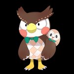 anthro bow_tie duo green_bow_tie looking_at_viewer male simple_background smile standing transparent_background cyorg animal_crossing nintendo pokemon blathers_(animal_crossing) avian bird generation_7_pokemon owl pokemon_(species) rowlet 2016 alpha_channel