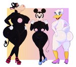 anthro bedroom_eyes belly big_butt breasts butt clothing female footwear footwear_only group high_heels high_heels_only mostly_nude narrowed_eyes pose seductive shoes thick_thighs trio boolishclara disney clarabelle_cow daisy_duck minnie_mouse anatid anseriform avian bird bovid bovine cattle duck mammal mouse murid murine rodent hi_res