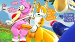 anthro assisted_exposure big_butt big_penis blush bodily_fluids bottomwear butt clothed clothing clothing_lift cross-popping_vein female genital_fluids genitals group male male/female penis precum skirt skirt_lift speech_bubble taking_picture trio neotaurus sega sonic_the_hedgehog_(series) amy_rose miles_prower canid canine eulipotyphlan fox hedgehog mammal 16:9 3d_(artwork) digital_media_(artwork) widescreen