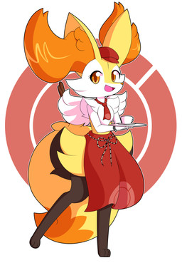 accessory ambiguous_anthro ambiguous_gender anthro apron biped clothed clothed_anthro clothing coffee_mug digitigrade dipstick_tail eyelashes front_view hat headgear headwear holding_tray looking_at_viewer markings necktie object_in_tail on_one_leg open_mouth open_smile pokeball_symbol simple_background smile solo standing stick stick_in_tail tail tail_markings tongue faiachris nintendo pokemon pokemon_cafe_remix braixen canid generation_6_pokemon mammal pokemon_(species) 2020 absurd_res digital_drawing_(artwork) digital_media_(artwork) english_description full-length_portrait hi_res portrait female_(lore)