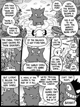 7_panel_comic ambiguous_gender anthro beak biped black_eyes black_text bodily_fluids clenched_teeth crossed_arms dialogue ellipsis exclamation_point eyebrows feet feral fur gesture grass grin group hand_on_chin looking_at_another mouth_closed one_eye_obstructed open_mouth open_smile outside plant question_mark smile speech_bubble standing sweat sweatdrop tail talking_to_another talons teeth text toes white_sclera wings flavia-elric nintendo pokemon pokemon_mystery_dungeon spike_chunsoft bayani_(yapc) reina_(yapc) azumarill bellsprout caterpie corphish generation_1_pokemon generation_2_pokemon generation_3_pokemon gengar humanoid jumpluff lombre machop mankey metapod pokemon_(species) snubbull squirtle torchic 2025 3:4 comic english_text monochrome