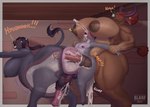 abdominal_bulge afro ahegao anal anal_orgasm anal_penetration animal_genitalia animal_penis anthro anthro_on_anthro anthro_penetrated anthro_penetrating anthro_penetrating_anthro anus balls barn belly bent_over big_balls big_breasts big_butt big_penis black_body black_hair blue_hair blush bodily_fluids bouncing_breasts braided_hair breasts brown_body brown_eyes bulge_insertion butt clenched_teeth cum cum_from_mouth cum_from_nose cum_in_ass cum_in_mouth cum_in_nose cum_inflation cum_inside cum_through cum_while_penetrated dangling_legs dialogue double_penetration drooling ejaculation equine_genitalia equine_penis excessive_cum excessive_genital_fluids eye_roll eyes_closed farm from_behind_position fucked_silly fucked_unconscious genital_fluids genitals grey_body group gynomorph hair hands-free horn huge_balls huge_breasts huge_butt huge_penis inflation internal intersex intersex/male larger_penetrated lifted living_condom looking_pleasured male male_penetrated muscular nipple_piercing nipples orgasm orgasm_face overweight penetration penetration_tunneling penile penile_penetration penis piercing presenting presenting_hindquarters red_hair restrained_arms saliva sex simultaneous_orgasms size_difference smaller_male smaller_penetrated sound_effects stable stretched_anus stretching sweat sweaty_breasts sweaty_butt tail teeth thick_thighs tongue tongue_out trio wall_(structure) wide_hips x-ray_view blarf cherri_(blarf) lakota_(blarf) asinus bovid bovine donkey equid equine mammal absurd_res hi_res