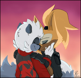 affectionate anthro caressing caressing_face claws clothing cute_fangs daww duo eyes_closed fangs female female/female female_anthro fluffy fluffy_tail foreheads_touching gloves hand_on_partner's_head handwear happy hug intimate long_tail love nose_to_nose romantic romantic_ambiance romantic_couple simple_background sweater tail teeth topwear warm r.nemrick idw_publishing sega sonic_the_hedgehog_(comics) sonic_the_hedgehog_(idw) sonic_the_hedgehog_(series) tangle_the_lemur whisper_the_wolf canid canine canis lemur mammal primate ring-tailed_lemur strepsirrhine wolf 2021 hi_res signature