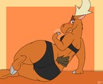 anthro antlers big_butt black_bra black_clothing black_panties black_underwear blush bra brown_body brown_fur butt butt_focus clothed clothing feet female fingers fur hooved_fingers hooved_toes hooves horn looking_at_viewer lying on_side overweight panties rear_view slightly_chubby smile solo tail text thick_thighs underwear underwear_only ratify cartoon_network johnny_bravo_(series) becky_(johnny_bravo) deer mammal moose new_world_deer absurd_res digital_media_(artwork) hi_res