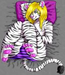 clothing feet femboy leucistic male panties paws solo stripes underwear hardcorecandystore nyla_(whitekitteh) felid mammal pantherine tiger hi_res