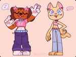 anthro belt blep bottomwear clothing crop_top denim denim_bottomwear denim_clothing duo feet female floppy_ears hindpaw jeans midriff navel pants paws shirt skinny tail tongue tongue_out toony topwear y2k_(fashion) tee-wells hasbro littlest_pet_shop littlest_pet_shop:_popular brooklyn_hayes lps_339 lps_675 savannah_reed american_shorthair canid canine canis dachshund domestic_cat domestic_dog felid feline felis hunting_dog mammal