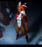 anthro boots breasts clothing featureless_breasts female footwear glowing glowing_nose hair navel outside red_hair shoes snow solo dclzexon rudolph_the_red-nosed_reindeer deer mammal new_world_deer reindeer 2014 absurd_res hi_res