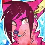 anthro blue_tongue bridge_piercing brown_eyes facial_piercing female fur hair looking_at_viewer nose_piercing piercing pink_body pink_fur pink_hair purple_nose scene_haircut solo sparklefur tongue triforce whiskers nayel-ie nintendo the_legend_of_zelda canid canine fox mammal 1:1