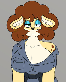 anthro bedroom_eyes big_breasts breasts female huge_breasts looking_at_viewer narrowed_eyes seductive smile smiling_at_viewer solo honibnuuy darline_(honibnuuy) jamie_lee_curtis deer mammal 4:5 absurd_res hi_res