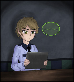black_border border electronics machine male solo tablet tablet_computer toasterdraws_(artist) five_nights_at_freddy's five_nights_at_freddy's_2 scottgames jeremy_fitzgerald animatronic human mammal robot 2015