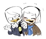 4_fingers adolescent anthro beak biped blush clothed clothing duo eyes_closed female fingers male simple_background white_background yellow_beak young bamboo_(artist) disney ducktales ducktales_(2017) della_duck donald_duck anatid anseriform avian bird duck 2020 brother_(lore) brother_and_sister_(lore) sibling_(lore) sister_(lore)