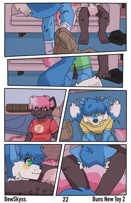 ageplay anthro blue_body blue_fur blue_hair bodily_fluids brown_body brown_fur clothed clothing diaper female fur furniture genital_fluids green_eyes hair infantilism male male/female pink_eyes pink_hair roleplay sofa tail tail_motion tailwag unclean_diaper undressing urine used_diaper wearing_diaper wet_diaper bewskyss canid canine mammal absurd_res comic hi_res