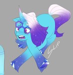 auroricorn aztrial braided_hair comet_(mlp) equid equine eyewear glasses gradient_hair hair hasbro hi_res hooves horn male mammal mlp_g5 my_little_pony mythological_creature mythological_equine mythology purple_hair slipping solo sparkles unicorn white_hair