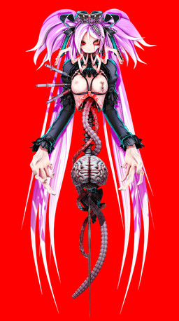 accessory blood blood_from_eye bodily_fluids brain breasts carrying_another casual_nudity crown duo female fingers gore guts hair hair_accessory hair_ribbon harness headgear infected infection injection long_fingers long_hair long_sleeves looking_at_viewer medium_breasts nipple_piercing nipples not_furry_focus on_head organs piercing purple_hair red_eyes ribbons spine symmetry syringe what_has_science_done deino_(artist) deino_(modeler) calne_ca nato-kun arthropod crustacean humanoid isopod malacostracan monster monstrous_humanoid 3d_(artwork) autodesk_3ds_max_(artwork) digital_media_(artwork) full-length_portrait hi_res portrait