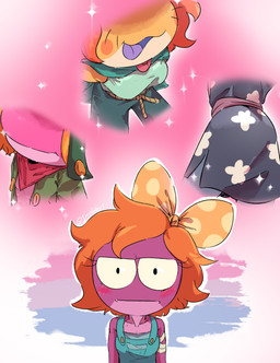 abs anthro aroused bisexual blush bow_ribbon breasts butt cheerful female female/female group growth imagination male male/female irishfeller1 amphibia_(series) disney ivy_sundew maddie_flour polly_plantar sprig_plantar amphibian frog humanoid absurd_res hi_res