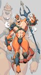 anthro armor brown_nose clothed clothing fur green_eyes male melee_weapon muscular muscular_anthro muscular_male nipples partially_clothed pecs polearm solo trident weapon arts_of_indiego aquaman_(copyright) zeke_(barazokudex) mammal mustelid otter absurd_res hi_res