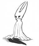 black_body black_eyes clothing dress empty_eyes featureless_feet feet female horn simple_background solo white_background white_horn kdd hollow_knight team_cherry hornet_(hollow_knight) arthropod humanoid hi_res monochrome