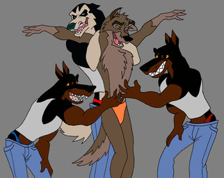 4_fingers anthro bent_over black_body black_fur black_nose blue_bottomwear blue_clothing blue_jeans blue_pants blue_thong blue_underwear bottomwear brown_body brown_fur cheek_tuft chest_tuft clothed clothed_anthro clothed_male clothing denim denim_bottomwear denim_clothing eyes_closed facial_tuft fingers full_nelson full_nelson_(arms_held) fur fur_markings fur_tuft gloves_(marking) grey_background grey_body grey_fur group hand_on_leg hand_on_own_leg hand_on_own_thigh hand_on_thigh jeans looking_at_another male markings multicolored_body multicolored_fur open_mouth open_smile orange_clothing orange_speedo orange_swimwear pants red_clothing red_thong red_underwear restrained restrained_arms shirt simple_background smile speedo speedo_only swimwear tail tank_top teeth thong tickle_fetish tickle_torture tickling tickling_belly topless topless_anthro topless_male topwear tuft two_tone_body two_tone_fur underwear white_body white_clothing white_fur white_shirt white_tank_top white_topwear metalexveemon balto_(series) disney oliver_and_company universal_studios balto desoto_(disney) roscoe_(disney) steele_(balto) alaskan_malamute canid canine canis dobermann domestic_dog hybrid mammal nordic_sled_dog pinscher spitz wolfdog hi_res
