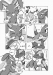 anthro anthrofied bodily_fluids breasts canid canine comic dialogue digital_media_(artwork) duo english_text erection fellatio female female_penetrated fur generation_4_pokemon genitals greyscale kurohane_karasu lagomorph licking lopunny lucario male male/female male_penetrating male_penetrating_female mammal monochrome nintendo oral oral_penetration penetration penile penis penis_lick pokemon pokemon_(species) pokemorph sex sweat tail text tongue tongue_out