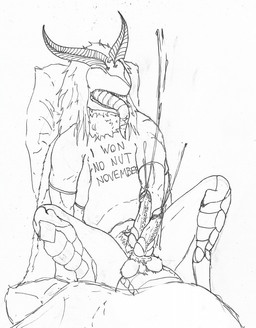 2_penises animal_genitalia animal_penis anthro balls bed bodily_fluids clothing cum cumshot ejaculation eyes_closed furniture genital_fluids genitals hair long_hair male multi_genitalia multi_penis open_mouth orgasm penis saliva shirt simple_background solo teeth text tongue tongue_out topwear white_background atlasimperial no_nut_november aki_cauchemar arthropod insect lepidopteran moth 2019 black_and_white english_text graphite_(artwork) hi_res meme monochrome traditional_media_(artwork)
