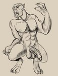 anthro balls big_penis digitigrade genitals humanoid_genitalia humanoid_penis male muscular muscular_male penis sharp_teeth solo teeth fours_(artist) shadow_warrior_(series) ripper_(shadow_warrior) hi_res