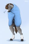 anthro bedding biped blanket blaze_(marking) boxers_(clothing) brown_hair brown_mane clothing ears_back eyebrows eyes_closed facial_markings fur grey_body grey_fur hair head_markings hooves leg_markings male mane mane_hair markings open_mouth pivoted_ears simple_background sleeping socks_(marking) solo sound_effects standing tongue underwear unguligrade visible_underwear vowelless vowelless_sound_effect white_body white_fur white_markings zzz jenery dallas_prairiewind equid equine horse mammal 2022 artist_name digital_drawing_(artwork) digital_media_(artwork) hi_res