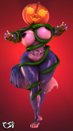 accessory anthro big_breasts black_nipples blue_body blue_fur breasts convenient_censorship drone female food for_a_head fruit fur furgonomics green_tentacles jack-o'-lantern jewelry multicolored_body multicolored_fur nipples nude nude_anthro nude_female plant pumpkin pumpkin_head ring solo submissive submissive_anthro submissive_female tail tail_accessory tail_jewelry tail_ring tentacles two_tone_body two_tone_fur white_body white_fur wide_hips womb_tattoo psikokinetic warfaremachine_(modeler) nintendo star_fox krystal_(star_fox) warfare_krystal canid canine fox mammal object_head 2023 3d_(artwork) 9:16 digital_media_(artwork) hi_res source_filmmaker_(artwork)