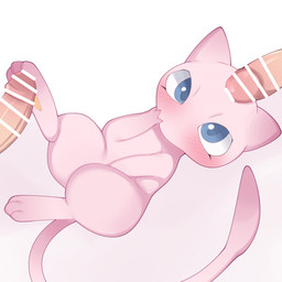 ambiguous_gender anthro biped blue_eyes blush censor_bar censored_genitalia censored_penis erection female floating genitals glans group humanoid_genitalia humanoid_penis male nude_anthro penis pink_body pink_tail pupils simple_background tail white_background himimi nintendo pokemon generation_1_pokemon human legendary_pokemon mammal mew_(pokemon) pokemon_(species) 1:1 censored hi_res