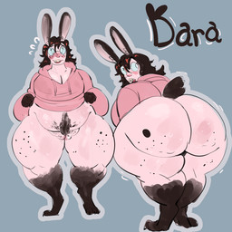 anthro armor ass_up big_breasts big_butt blush bodily_fluids bottomless bracers breasts buckteeth butt clothed clothing eyewear female flustered genitals glasses huge_butt looking_at_viewer open_mouth pubes shortstack shortstack_female simple_background slightly_chubby smile solo standing tail teeth thick_thighs vulva wide_hips red_breadd lagomorph leporid mammal rabbit 1:1 hi_res