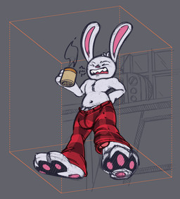 3_toes anthro big_bulge big_ears big_penis bottomwear bulge chest_tuft clothed clothing container cup detailed_bulge eyes_closed feet fur genital_outline genitals head_tuft hindpaw holding_container holding_cup holding_mug holding_object long_ears low-angle_view male mug navel open_mouth pants partially_clothed pattern_bottomwear pattern_clothing pawpads paws penis penis_outline penis_poking_out penis_through_leghole perspective perspective_shot pink_nose plaid plaid_bottomwear plaid_clothing sagging_pants sharp_teeth simple_background soles solo teeth teeth_showing toes topless topless_male tuft white_body white_fur yawn fatzoimp sam_and_max max_(sam_and_max) lagomorph leporid mammal rabbit colored digital_drawing_(artwork) digital_media_(artwork) flat_colors hi_res
