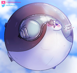 anthro balloon blush cybernetics eye_patch eyewear heart_symbol hearts_around_text inflatable inflation machine male solo text text_with_heart wolfyname cartoon_network mao_mao:_heroes_of_pure_heart badgerclops badger cyborg mammal mustelid musteline digital_media_(artwork) english_text hi_res shaded