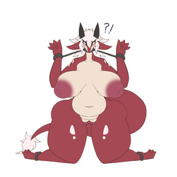 3_toes 4_fingers anthro areola bdsm belly big_areola big_breasts big_nipples big_vulva biped bondage bound breasts butt collar collar_only countershading cuff_(restraint) curvy_figure feet female fingers front_view genitals hair handcuffs horn huge_breasts interrobang looking_at_viewer metal_cuffs navel nipples non-mammal_breasts non-mammal_nipples nude red_body restraints sagging_breasts scientific_instrument shackles simple_background small_head solo tail tail_tuft thick_thighs toes tuft voluptuous vulva white_background white_hair white_tail_tuft wide_hips sepiruth mythology spinel_(sepiruth) dragon mythological_creature mythological_scalie scalie 1:1 2020 digital_media_(artwork) hi_res