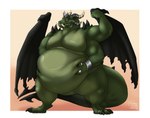 5_horns anthro belly biceps big_belly big_moobs biped border bracelet claws digit_ring digitigrade feet finger_claws finger_ring green_body horn horn_jewelry horn_ring huge_belly jewelry looking_at_viewer male membrane_(anatomy) membranous_wings moobs multi_horn obese obese_male overweight overweight_male ring ring_(jewelry) simple_background solo standing tail thick_tail thick_thighs toe_claws toe_ring toes white_border wings yellow_eyes biglovealicia mythology dragon mythological_creature mythological_scalie scalie 2018 full-length_portrait hi_res portrait signature