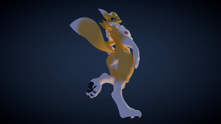 anthro armwear breasts butt clothing curvy_figure feet female female_anthro fluffy fluffy_tail fur happy looking_at_viewer low-angle_view multicolored_body multicolored_fur nipples nude pawpads paws pose rear_view smile soles solo tail teasing teasing_viewer toes white_body white_fur yellow_body yellow_fur b3tx dogzeela_(modeler) bandai_namco digimon renamon_(dogzeela) canid canine digimon_(species) fox mammal renamon 16:9 2026 3d_(artwork) 8k absurd_res digital_media_(artwork) hi_res huge_filesize widescreen