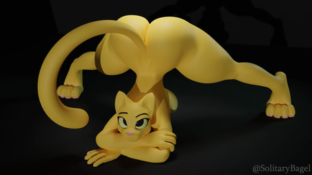 4_fingers 4_toes anthro ass_up back_boob big_breasts big_butt bouncing_breasts breasts butt claws crossed_arms curvy_figure eyelashes feet female fingers fur hourglass_figure huge_butt jack-o'_pose looking_at_viewer nude pose small_waist solo thick_thighs toe_claws toes wide_hips yellow_body yellow_fur solitarybagel microsoft prequel_adventure the_elder_scrolls katia_managan felid khajiit mammal 16:9 3d_(artwork) 3d_animation animated blender_(artwork) digital_media_(artwork) hi_res no_sound short_playtime video widescreen