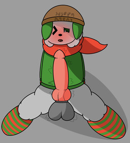 balls beanie big_balls big_penis bodily_fluids clothing embarrassed femboy feral footwear fur genital_fluids genitals green_ears grey_background hat headgear headwear hoodie huge_balls huge_penis knot knotted_penis male penis precum scarf simple_background socks solo throbbing throbbing_penis topwear white_body white_fur nintendo pokemon eeveelution generation_6_pokemon pokemon_(species) sylveon hi_res