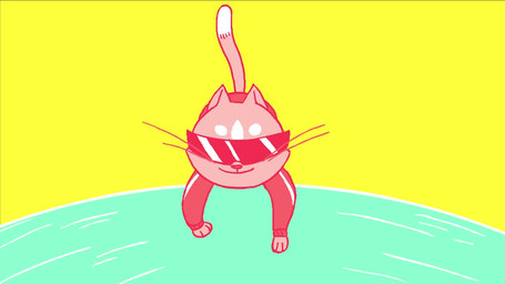 :3 ambiguous_gender boombox breakdancing chiptune clothed clothed_feral clothing dancing dipstick_tail eyewear fangs feral furgonomics grey_body grey_tail handstand head_tilt jumpsuit laser laser_pointer light markings multicolored_tail music music_video on_hind_legs open_mouth open_smile outside paws quadruped semi-anthro smile solo sunglasses tail tail_clothing tail_markings teeth text toony upside_down walking whiskers white_body white_tail epilepsy_warning raybee titmouse_inc. domestic_cat felid feline felis mammal 16:9 2014 animated english_text short_film short_playtime sound video widescreen
