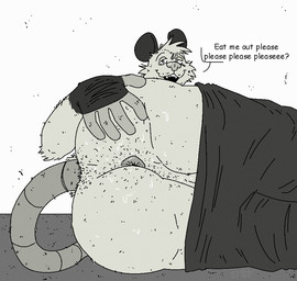 anal_request anthro anus begging big_butt bodily_fluids body_hair bottomwear bottomwear_down butt butt_hair clothed clothing dialogue fingers fur genitals grey_body hand_on_butt hand_on_own_butt inviting looking_at_viewer looking_back lying male male_anthro on_side open_mouth oral_request pants pants_down partially_clothed presenting presenting_anus presenting_hindquarters rear_view requesting rimming_request sex_request simple_background smile solo speech_bubble spread_anus spread_butt spreading sweat sweatdrop sweaty_butt tail talking_to_viewer teeth text stinkdyde american_opossum mammal marsupial virginia_opossum digital_media_(artwork) english_text greyscale monochrome
