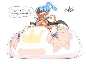 anthro big_diaper blue_eyes blush butt_crush cape clothed clothing crossed_arms crown dialogue diaper eyebrows feces fire flaming_hair fur headgear huge_diaper hyper_diaper male multicolored_body multicolored_fur orange_body orange_fur pooping print_diaper pseudo_hair raised_eyebrow simple_background sitting_on_another sitting_on_diaper soiled_diaper soiling soiling_diaper solo text unclean_diaper used_diaper using_diaper wavy_mouth wearing_diaper white_background white_body white_fur sophiepoof nintendo pokemon king_chance generation_4_pokemon infernape pokemon_(species) 2025 colored english_text hi_res signature