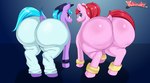 big_butt butt duo female feral huge_butt rear_view thick_thighs tongue tongue_out ribiruby friendship_is_magic hasbro my_little_pony azure_velour_(mlp) pacific_glow_(mlp) equid equine horse mammal pony absurd_res hi_res