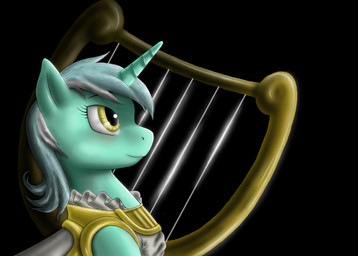 black_background female hair horn lyre multicolored_hair musical_instrument plucked_string_instrument simple_background smile solo string_instrument two_tone_hair anadukune friendship_is_magic hasbro my_little_pony mythology lyra_heartstrings_(mlp) equid equine mammal mythological_creature mythological_equine unicorn hi_res