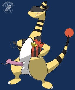 anatomically_correct anatomically_correct_genitalia anatomically_correct_penis animal_genitalia animal_penis balls bodily_fluids clothing erection genital_fluids genitals jacket male penis presenting solo tail topwear anonymous_artist nintendo pokemon ampharos generation_2_pokemon mammal pokemon_(species) alpha_channel digital_media_(artwork)