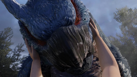 5_fingers ambiguous_gender ambiguous_pov beak caressing day detailed_background duo eyes_closed feral fingers first_person_view hand_on_cheek hand_on_chin hand_on_face hand_on_head human_pov looking_at_viewer looking_pleasured open_mouth outside petting petting_pov size_difference teeth tickling yellow_eyes yellow_sclera ivorylagiacrus capcom monster_hunter flying_wyvern human mammal monster nargacuga scalie 16:9 2021 3d_(artwork) 3d_animation animated digital_media_(artwork) hi_res loop no_sound short_playtime source_filmmaker_(artwork) video widescreen