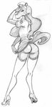 anthro big_breasts bottomwear breasts butt clothed clothing clothing_lift female footwear gloves hair handwear high_heels legwear long_hair looking_back nipples nurse nurse_clothing nurse_uniform open_clothing open_shirt open_topwear pose shirt shoes skirt skirt_lift solo tail tail_under_skirt thigh_highs topwear uniform hobb equid equine horse mammal greyscale hi_res monochrome sketch