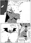 balls big_balls bulge canid canine clothing comic crocodile crocodilian demon dialogue duo english_text felid femboy fight genitals greyscale hi_res hoshi_(a_side) huge_balls hyper hyper_balls hyper_genitalia jockstrap lion male male/male mammal monochrome pantherine raccoon_dog reagan700 reptile scalie tanuki text underwear