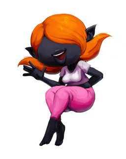 barefoot big_breasts black_body bottomwear breasts clothing eyeless feet female front_view gesture hair humanoid_pointy_ears lips open_mouth open_smile orange_hair pants pink_bottomwear pink_clothing pink_pants pointy_ears simple_background sitting smile solo thick_lips thick_thighs topwear waving waving_at_viewer white_background white_clothing white_topwear wide_hips outta_sync asian_mythology east_asian_mythology japanese_mythology level-5 mythology yo-kai_watch chatalie humanoid yokai 2017