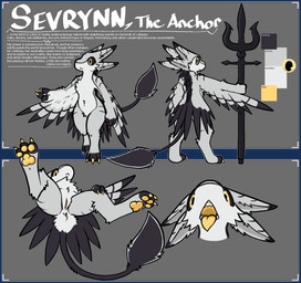 4_ears anthro black_body black_feathers butt claws color_swatch disinterested feathered_wings feathers female fur genitals grey_body grey_feathers holding_object holding_weapon looking_at_viewer melee_weapon multi_ear open_mouth pawpads paws polearm sharp_teeth simple_background solo spread_legs spreading standing tail teeth text tongue trident vulva weapon winged_arms wings yellow_claws yellow_eyes yellow_flesh yellow_pawpads yellow_tongue trout_(artist) sevrynn_the_anchor avali avian digital_media_(artwork) english_text hi_res model_sheet