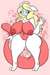 3_fingers anthro big_breasts blonde_hair blue_eyes breasts female fingers generation_1_pokemon genitals hair hi_res huge_breasts legendary_pokemon lewdchuu_(artist) mewtwo navel nintendo nipple_dip nipples non-mammal_nipples pokemon pokemon_(species) pussy smile solo tail thick_thighs white_body