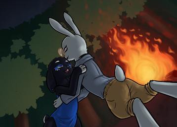 clothing dancing dress duo ear_piercing eyewear female feral freckles fur fur_markings glasses male male/female markings paws piercing smile soulcentinel raisin_bread cubert_milkway ivy_shell buun mammal 2025 hi_res story_at_source