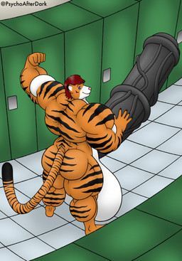 animal_genitalia animal_penis anthro balls big_balls big_muscles big_penis blue_eyes butt equine_genitalia equine_penis erection flexing floor genitals hair hand_on_penis huge_balls huge_muscles huge_penis hyper hyper_balls hyper_genitalia hyper_muscles hyper_penis locker locker_room looking_at_viewer looking_back looking_up male mismatched_animal_penis mismatched_genitalia mismatched_penis muscular muscular_anthro muscular_male nude penis rear_view red_hair smile solo standing tile tile_floor vein veiny_penis psychoticwalrus alex_(furryartcollector) felid mammal pantherine tiger 2022 digital_drawing_(artwork) digital_media_(artwork) hi_res